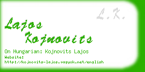 lajos kojnovits business card